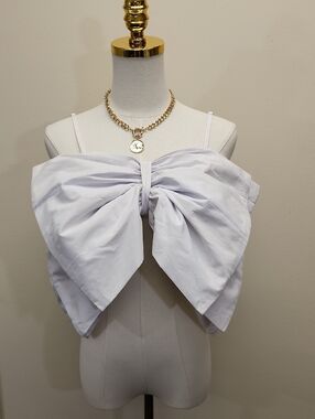 Truth NYC White Bow Front Crop Top Spaghetti Strap Bustier Style Size Medium